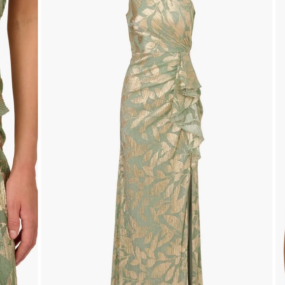 Foil Asymmetric Neck Gown Women's Dress - Picture 6 of 8